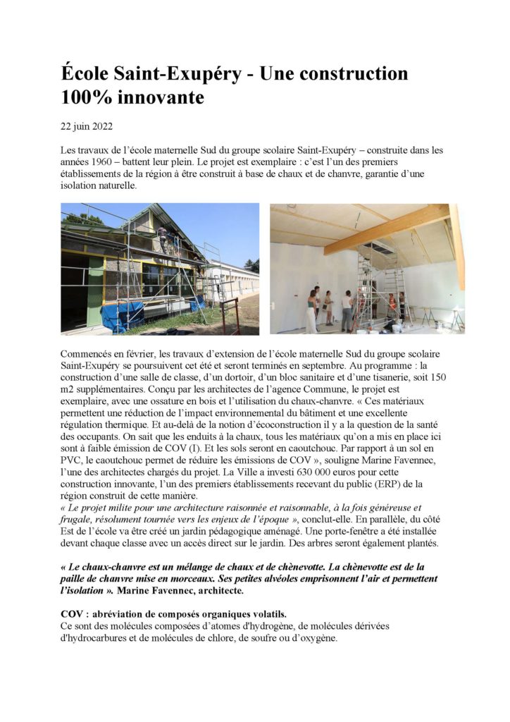 Article Beton De Chanvre GS St Exupery VILLEURBANNE Chanvre Bois