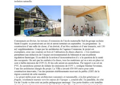 Article beton de chanvre GS St Exupery VILLEURBANNE